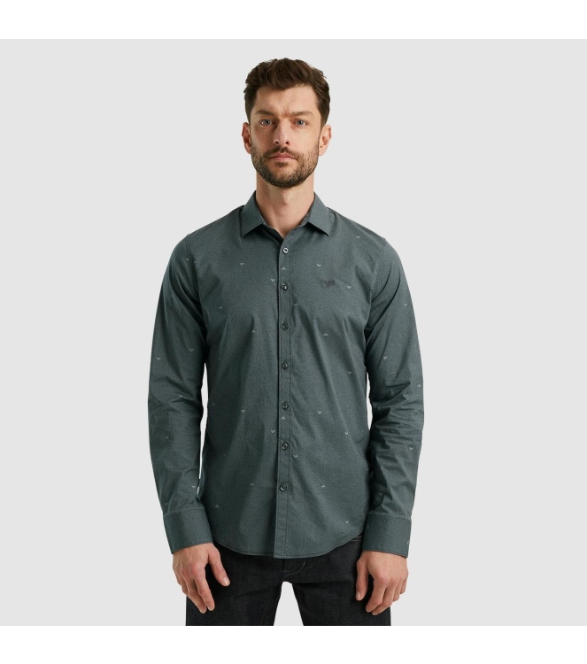 PME Legend Long Sleeve Shirt Print On Poplin 9139 Black onyx