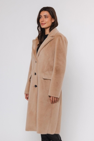 Rino en Pelle Long single breasted coat 490 sand
