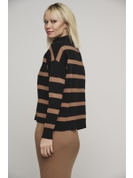 Rino en Pelle Mock neck stripe sweater 10752 black twig