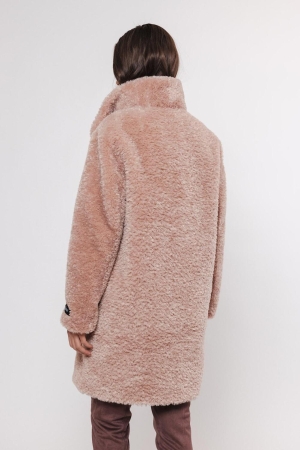 Rino en Pelle Mid long teddy coat 10728 powder
