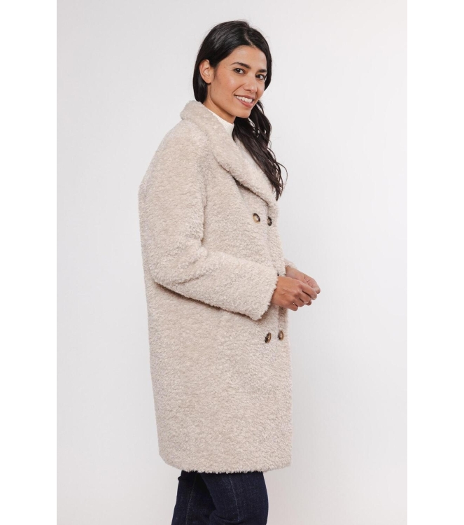 Rino en Pelle Mid long teddy coat 9030 birch