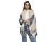 Rino en Pelle Poncho with fur details 10717 black birch