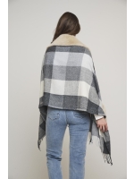 Rino en Pelle Poncho with fur details 10717 black birch