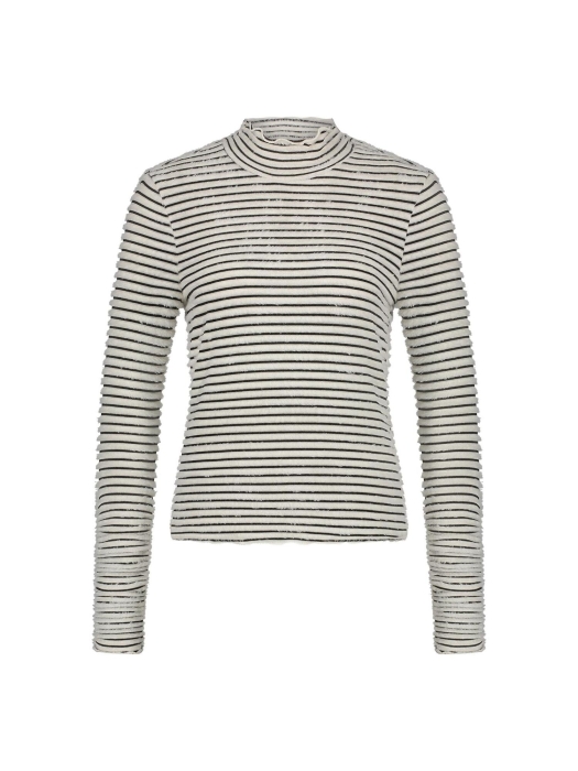NUKUS Herning Top Stripe 114 offwhite/black