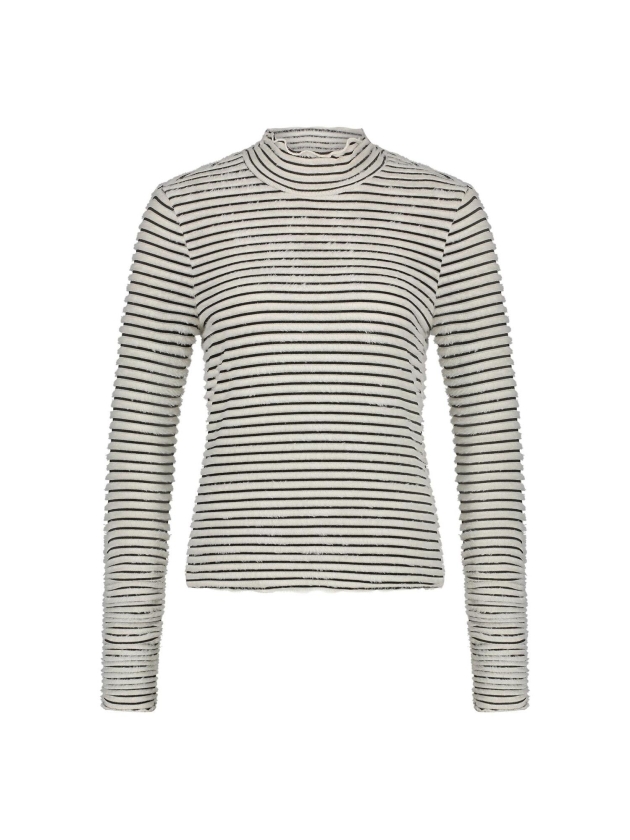 NUKUS Herning Top Stripe 114 offwhite/black
