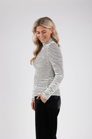 NUKUS Herning Top Stripe 114 offwhite/black