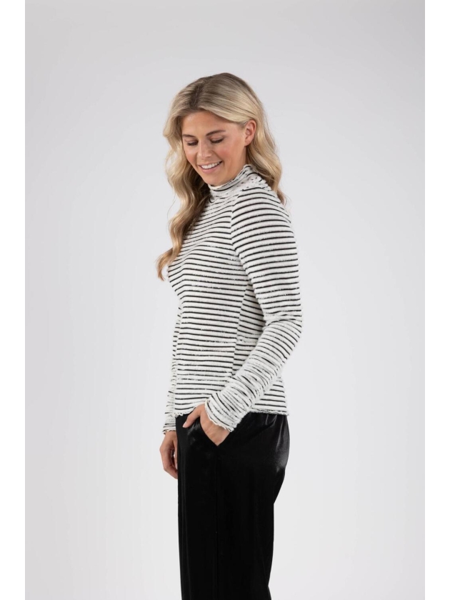 NUKUS Herning Top Stripe 114 offwhite/black