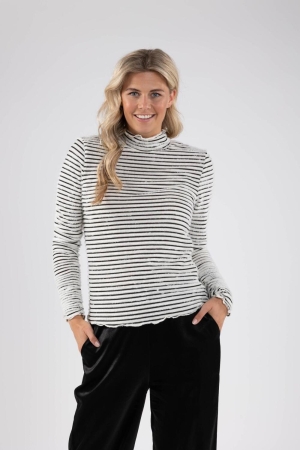 NUKUS Herning Top Stripe 114 offwhite/black