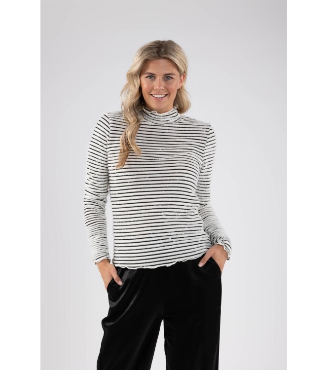 NUKUS Herning Top Stripe 114 offwhite/black