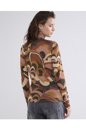 Summum Woman Top ls turtle neck Big Flower On Sparkle Jersey 120 Multicolour
