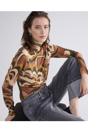 Summum Woman Top ls turtle neck Big Flower On Sparkle Jersey 120 Multicolour
