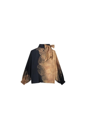 Summum Woman Bow tie top border print 715 Camel Brown
