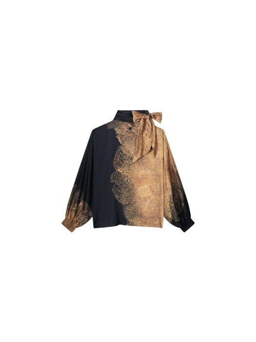 Summum Woman Bow tie top border print 715 Camel Brown
