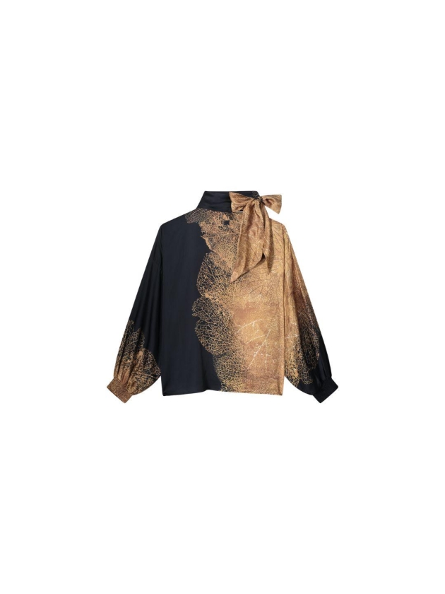 Summum Woman Bow tie top border print 715 Camel Brown