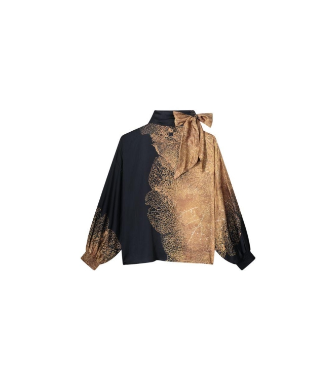 Summum Woman Bow tie top border print 715 Camel Brown