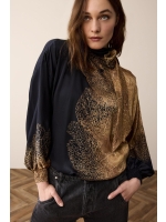 Summum Woman Bow tie top border print 715 Camel Brown