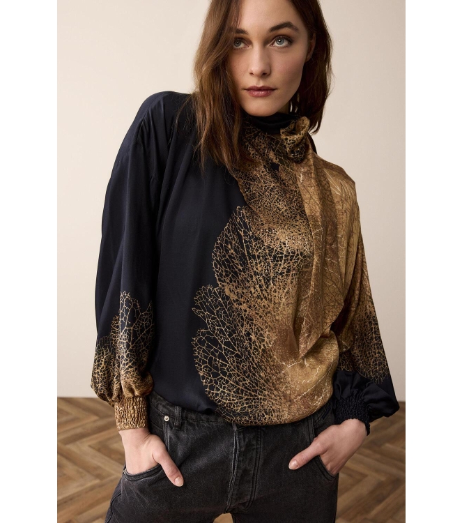 Summum Woman Bow tie top border print 715 Camel Brown