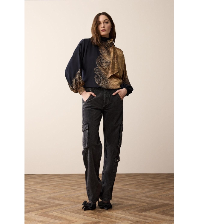 Summum Woman Bow tie top border print 715 Camel Brown