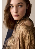 Summum Woman Bow tie top border print 715 Camel Brown