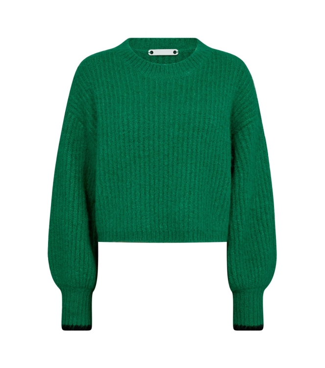 Co Couture CoralieCC Crop Rib O-Knitt 34 Green