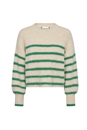 Co Couture CoralieCC Stripe O-Knitt 19934 Bone green