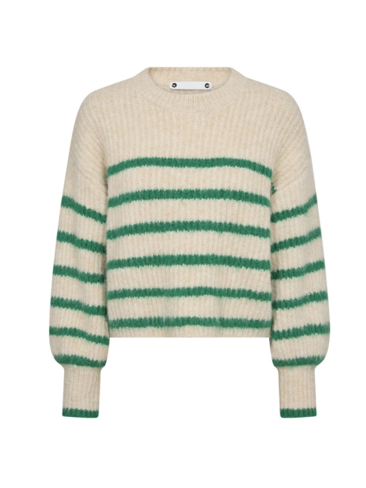 Co Couture CoralieCC Stripe O-Knitt 19934 Bone green