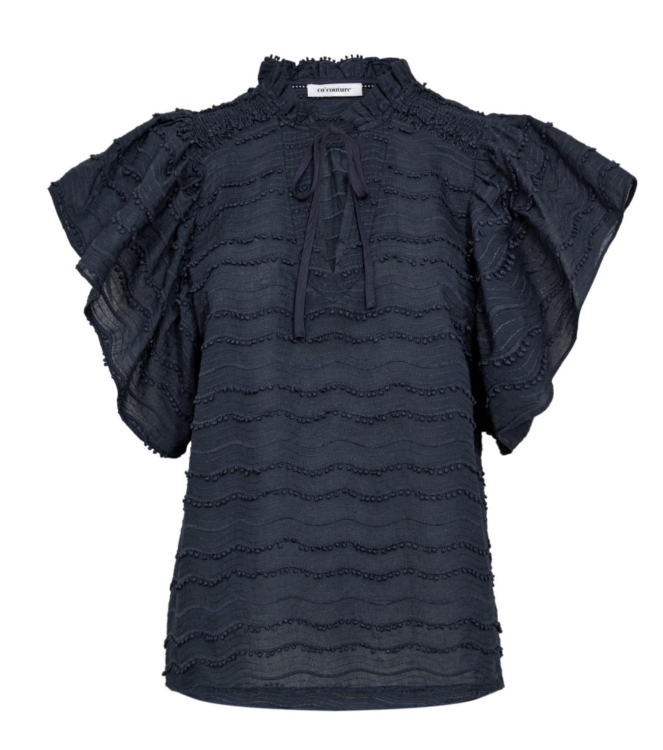 Co Couture WavedingCC Frill Top 61 Ink