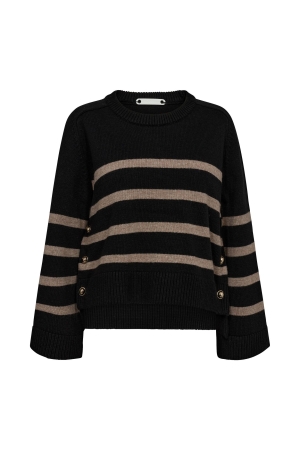 Co Couture MajaCC O-Button Stripe Knit 96 Black