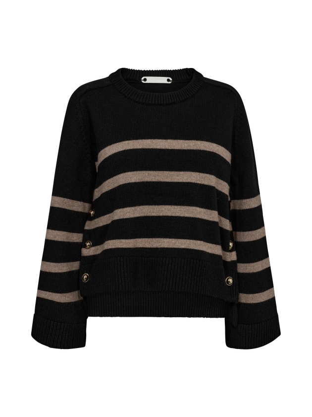 Co Couture MajaCC O-Button Stripe Knit 96 Black