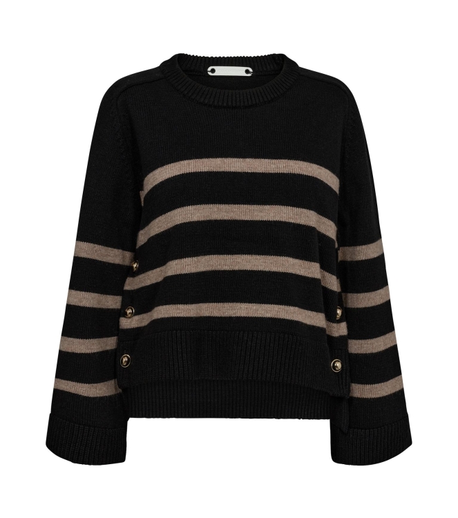 Co Couture MajaCC O-Button Stripe Knit 96 Black