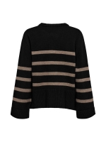 Co Couture MajaCC O-Button Stripe Knit 96 Black