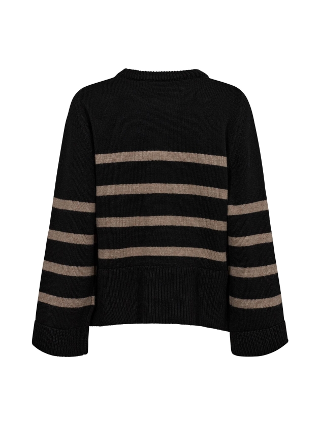 Co Couture MajaCC O-Button Stripe Knit 96 Black