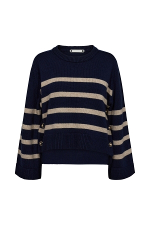 Co Couture MajaCC O-Button Stripe Knit 120 Navy