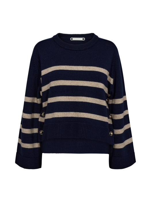 Co Couture MajaCC O-Button Stripe Knit 120 Navy