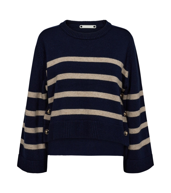 Co Couture MajaCC O-Button Stripe Knit 120 Navy