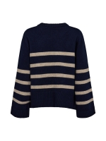 Co Couture MajaCC O-Button Stripe Knit 120 Navy