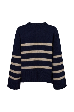 Co Couture MajaCC O-Button Stripe Knit 120 Navy