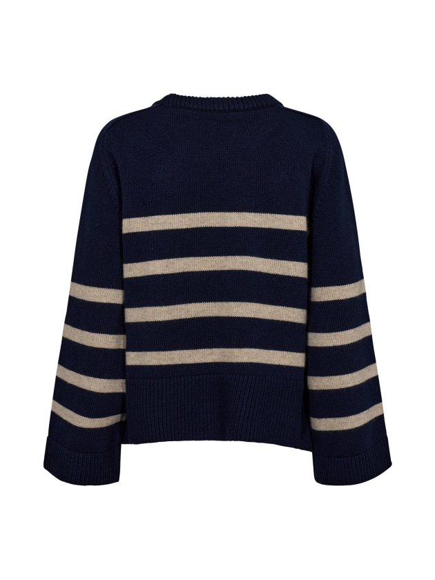 Co Couture MajaCC O-Button Stripe Knit 120 Navy