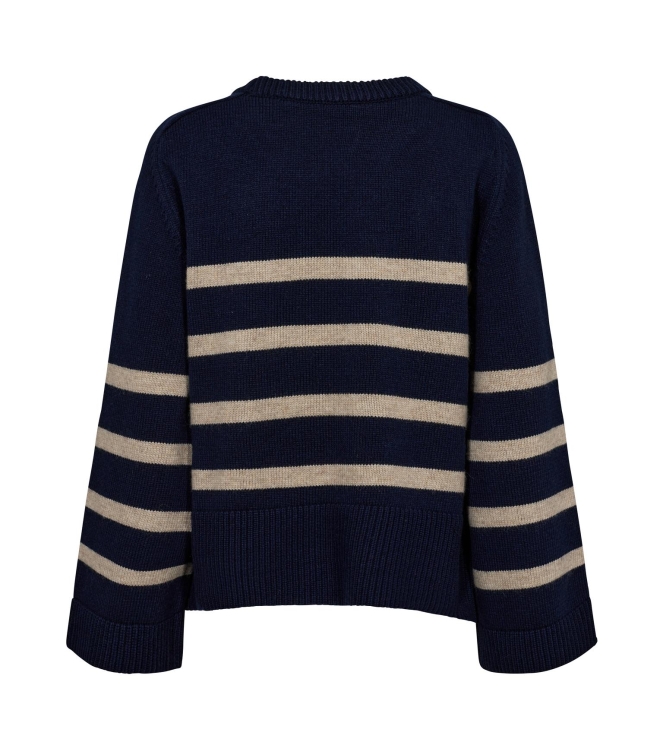 Co Couture MajaCC O-Button Stripe Knit 120 Navy