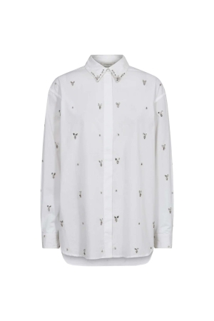 Copenhagen Muse Long sleeve shirt w rhinestones Bright white