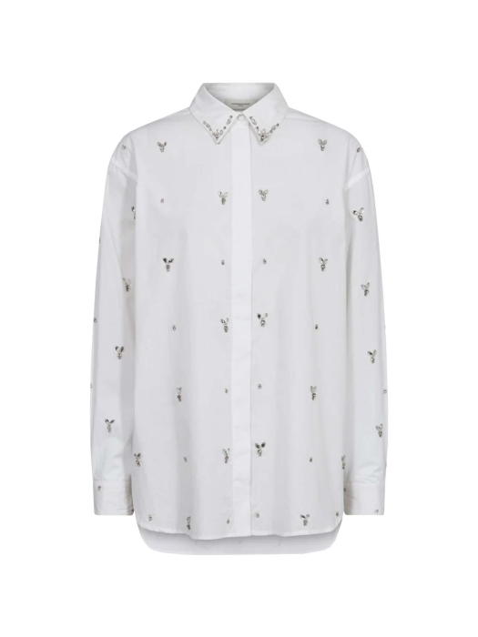 Copenhagen Muse Long sleeve shirt w rhinestones Bright white