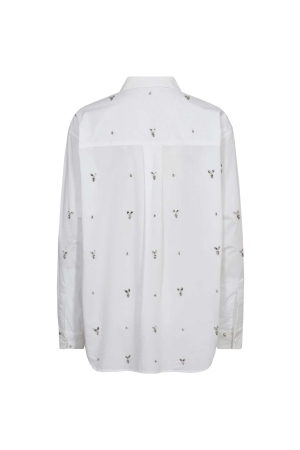 Copenhagen Muse Long sleeve shirt w rhinestones Bright white