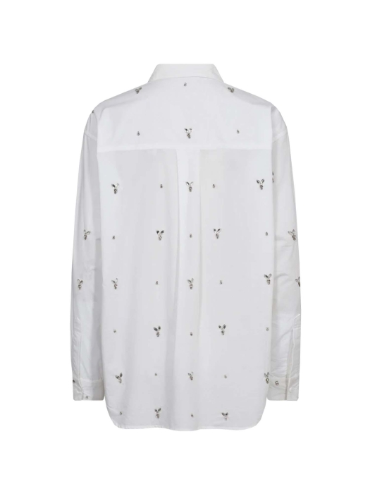 Copenhagen Muse Long sleeve shirt w rhinestones Bright white