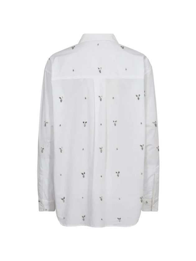 Copenhagen Muse Long sleeve shirt w rhinestones Bright white