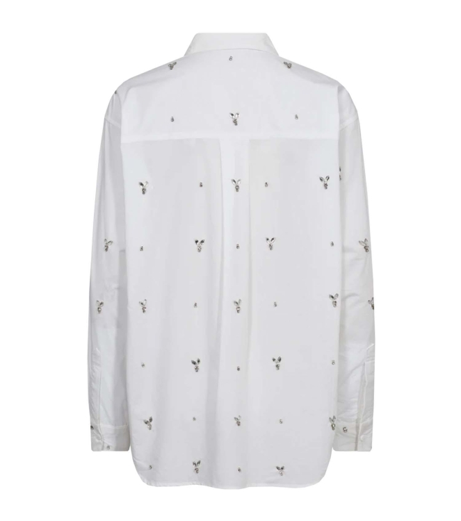 Copenhagen Muse Long sleeve shirt w rhinestones Bright white