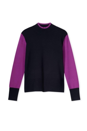 Kyra color block pullover turtle 430 deep blue