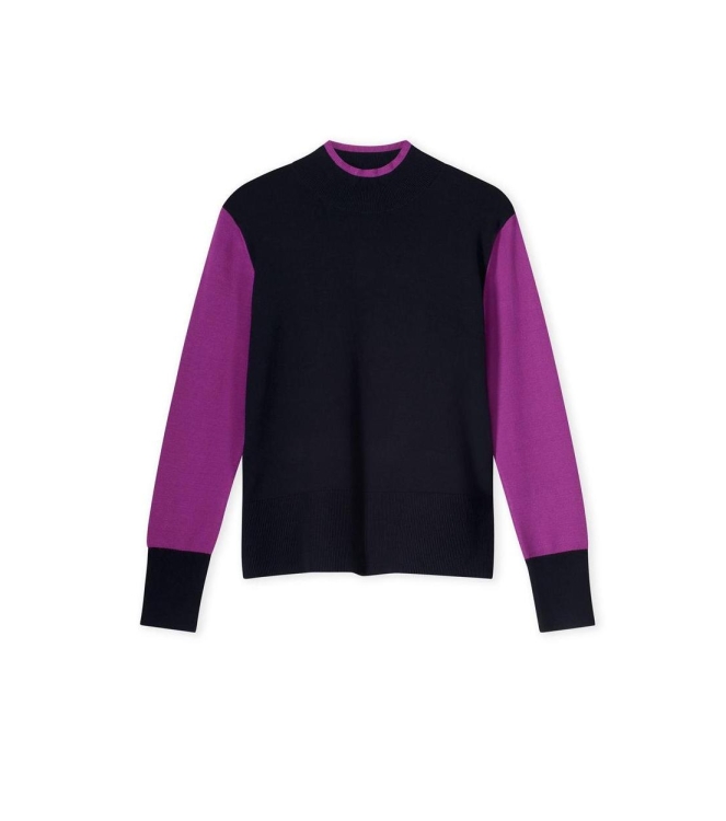 Kyra color block pullover turtle 430 deep blue