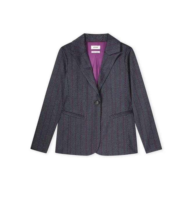 Kyra short blazer herringbone 430 deep blue