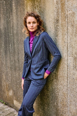 Kyra short blazer herringbone 430 deep blue