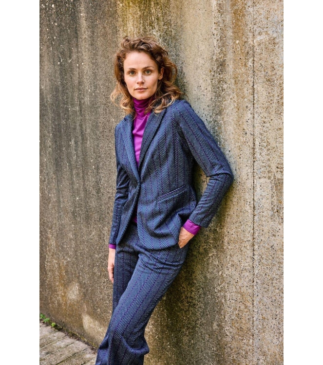 Kyra short blazer herringbone 430 deep blue